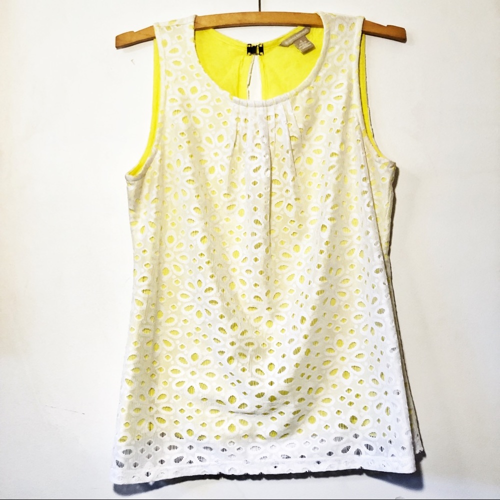 NWOT Banana Republic Lace Overlay Keyhole Top